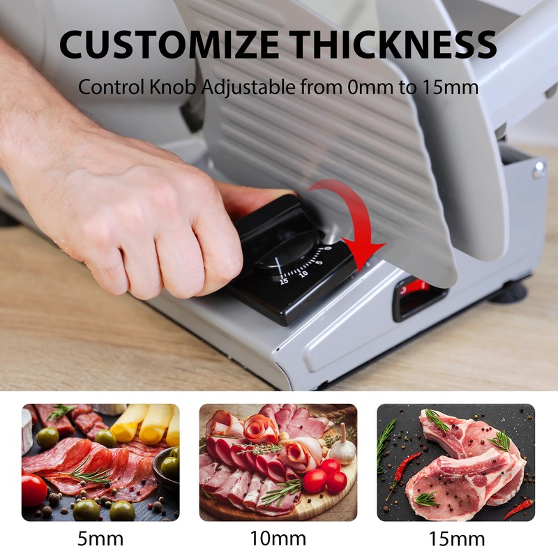 TOOGOOD 7.5" Meat Slicer, Electric Food Slicer Machine with Stainless