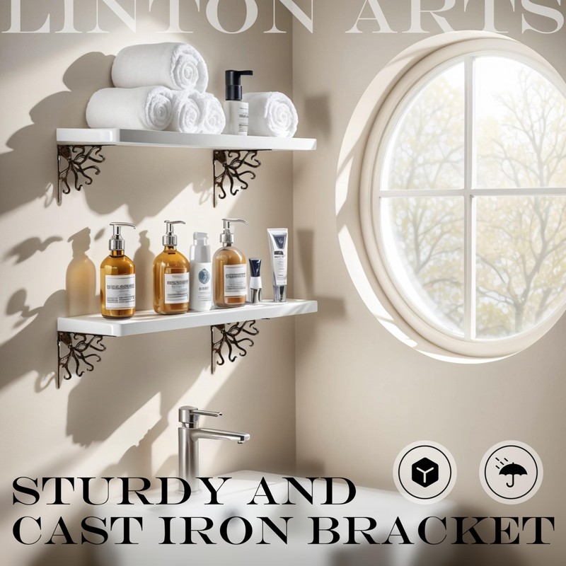 Linton Arts Octopus Cast Iron Shelf Brackets – 7.04"x7.04" Decorative