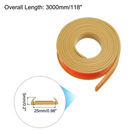 uxcell U Shape Furniture Edge Banding, 3 Meters Self Adhesive Flexible Edging Trim, 5x25mm TPE Edge Guards for Cabinets Furniture Repair Restoration, Beige