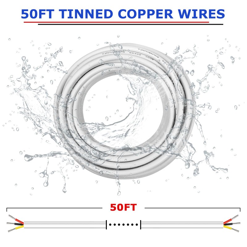 50FT 20 Gauge 3 Conductor Electrical Wire, 20AWG PVC Thermostat
