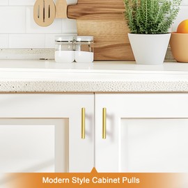 Probrico 10 Pack 2-1/2 inch Center-to-Center Kitchen Cabinet Pulls T Bar Gold Cabinet Handles Modern Drawer Hardware Dresser Pulls, 4 inch Total Length