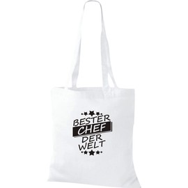 Shirtinstyle Fabric Bag, Bester Chef Der Welt, Bag, Shopper, Jute, Saying, Family, Friends, Thank You, Bag, White