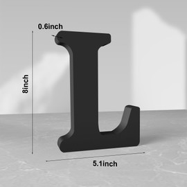 Aruatu 8 Inch Black Wood Letters Unfinished Wood Letter for Wall Decor Decorative Standing Letter Large Letters for Wall Decoration for Craft Home Party Projects (L)
