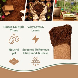 Coco Coir 650gm Bricks (5-Pack) - Organic Coco Coir for Plants & Gardening - OMRI-Listed Cocopeat for Garden Soil, Seed Starter Soil, & Mulch - Organic Coconut Bricks - Coconut Fiber Potting Mix