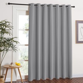 NICETOWN Sliding Door Curtains, Wide Thermal Blackout Patio Door Curtain Panel, Sliding Door Drapes/Draperies with Grommet Top (Silver Gray, W84 x L84)