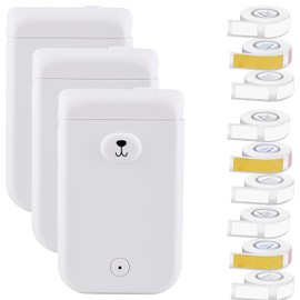 KCMYTONER Portable Handheld D30S Thermal Printing White Label Maker Bluetooth 4.0 Connection Compatible for Android & iOS System - 3 Pack Mini Wireless Sticker Maker and 9 Rolls Adhesive Labels