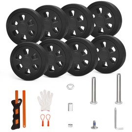 Luggage Wheels Replacement Set 8PCS Dia 2.2inch TPU Rubber Wheel Thick 12mm Smooth Silent Roller Fit 6mm&8mm Shaft Slot Full Set Repair Tool for 20-24in Suitcase Trolley Bag Drawbar Travel Box
