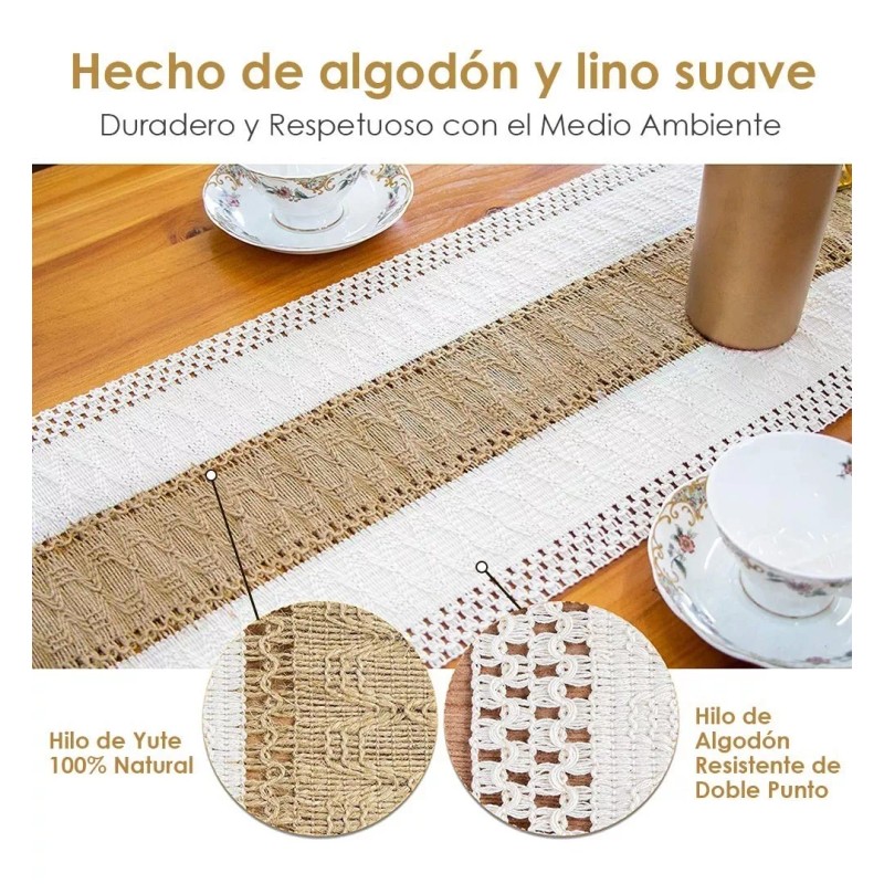 HomeChi Camino De Mesa Tejido A Mano Con Borlas Vintage