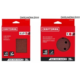 Craftsman 20 PIECE - Craftsman Sandpaper Sheets or Discs - Choose your Style/Grit!! NEW!! - 120 - Grit Sheet Sandpaper