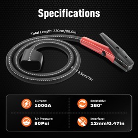 K4000 Carbon Arc Gouging Torch, 1000A Heavy Duty Air Arc Cutting Tool for Welding Defect Removal, Precision Slotting, Industrial Metalworking, Flexible Tube, Ergonomic Design, 360° Rotatable Chuck