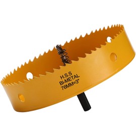 3 Inch Hole Saw for Recessed Lights, 76mm Bi-Metal Hole Saw for Wood, 32mm Cutting Depth Hole Cutter with Arbor for Soft Metal, Drywall and Plastic, Yellow