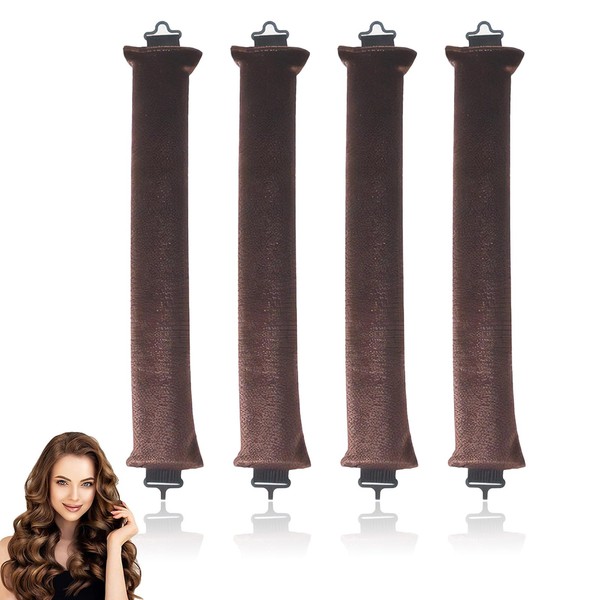 4 PCS Heatless Blowout Rods, Brown Overnight Blowout Rods, Heatless