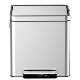 GAOMON 40 L/10.6 Gallon Trash Can with Lid, Rectangular Trash Can, Fingerprint Proof Stainless Steel Pedal Trash Can with Removable Inner Bucket, Step Trash Bin, Dual Garbage Cans for Kitchen