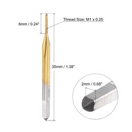 uxcell Thread Tap Metric M1 x 0.25, Titanium Coated Cobalt HSS (High Speed Steel) 3 Straight Flutes Machine Mini Micro Screw Threading Tapping Repair Tool for Watches and Clocks, 2pcs