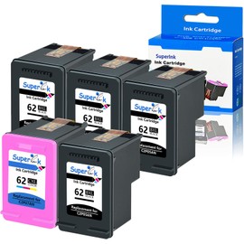USUPERINK Remanufactured 62XL High Yield Ink Cartridge Replacement for HP 62XL 62 XL C2P05AN C2P07AN Compatible with Officejet 250 5740 8045 Envy 5541 5660 7640 Printer (4 Black, 1 Tri-Color)