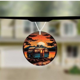 Country Grace With Alisha Sunset Camper Round Unscented Hanging Car Air Freshener Freshie