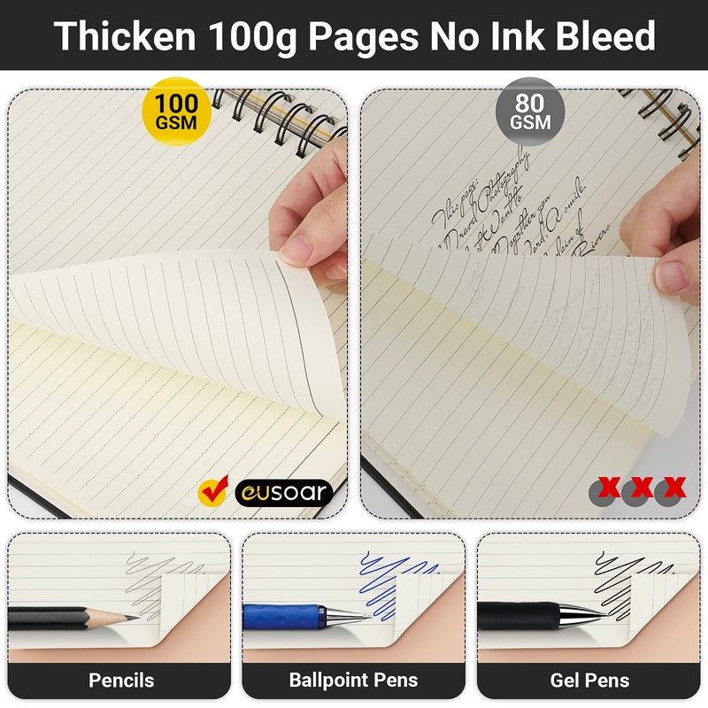 EUSOAR Notebook with Tabs, 3 Pack A4 Letter Size11 x