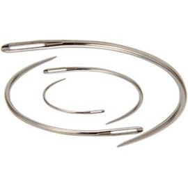 Curved Leather Sewing Needles, 4-Piece Set, Silver, Heavy Duty for Weaving and Crafts, Sewing Sharp Needles