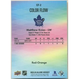 2023-24 Upper Deck Allure Color Flow Red Orange Matthew Knies Rookie Card RC #CF-2 WN17