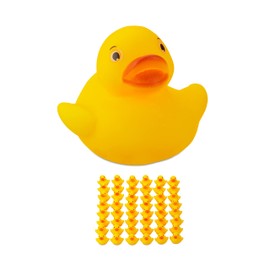Relaxdays Bath Duck 3.5 cm Set of 48 Squeaky Ducks for Bathtub, Bath Fun and Decoration, Party Bag Children's Birthday, Yellow