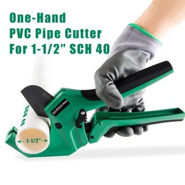 XUNTUI PVC Pipe Cutter for Sch 40 PVC Pipe with extra blade，Ratchet Pipe Cutter Pex Cutting Tool for Cutting PEX, PVC, PPR Plastic Hoses and Plumbing Pipe (Dark Green, OD21/2"64mm)