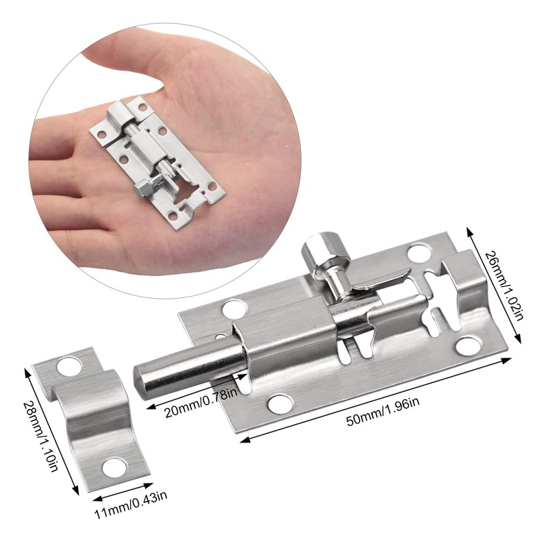 4 Small Bolt Lock, Door Bolt Barrel Sliding Latch Lock