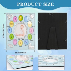 ZASEUCI My First Year Photo Frame – Baby's Monthly Milestone Memory Display | Classic Baby Picture Frame Keepsake for Boys & Girls | 12 Monthly Photo Slots in Blue | Nursery Wall Décor