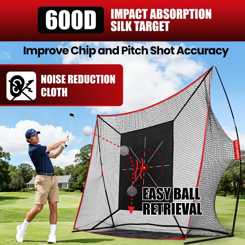 FRANKTECH Golf Net, 10x7ft Heavy Duty Practice Hitting Net for