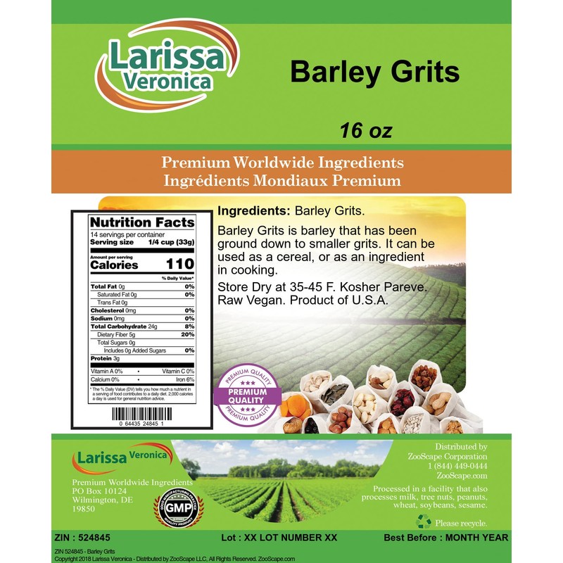 Barley Grits (16 oz, ZIN: 524845) - 2 Pack