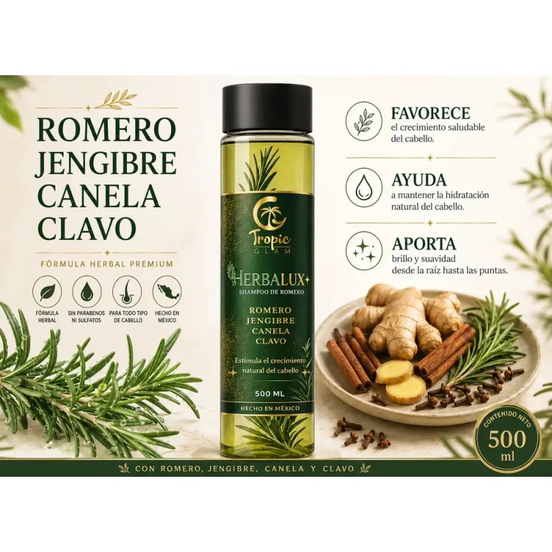 2 Shampoo Natural Romero Acelera Crecimiento Cabello Brillo