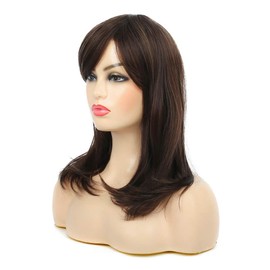 Baruisi Long Layered Brown Wigs for Women Natural Wavy Side Part Synthetic Heat Resistant Hair Wig for Costume and Daily Use 20"