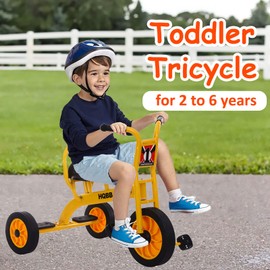 Kids Tricycle for Rider Ages 2+,Preschool Daycare Kids Trike Bike,Metal Kids Trike with Non-Slip Grip, Pedals and Inflation-Free Rubber Wheels,Kids Outdoor Playground Equipment