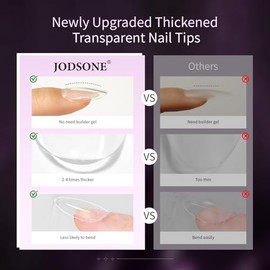 JODSONE Puntas de uñas redondas ovaladas, 224 unidades, puntas de gel suaves, preformadas, uñas postizas acrílicas, cobertura total, gel transparente,