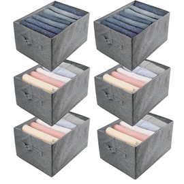 Wardrobe Clothes Organizer with Support Board,4pcs 5-Grid Jeans Organizer for Closet and 2pcs 7-Grid Foldable Pants Organizer for Closet, Pants Organizer for Jeans T-shirt Pants Sweater Thin Coat