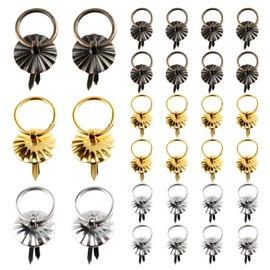 URROMA Mix Color Drawer Handle Ring, 30 Pieces Metal Brad Fasteners with Pull Rings Metal Rings Brads for Kitchen Bathroom Drawer DIY Crafts Decoration