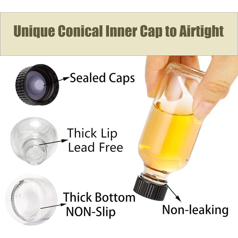 DIDITIME 6 Pack 2 oz Glass Shot Bottles with Caps