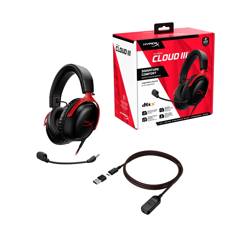 HyperX Cloud III - Rojo Audífonos para Juegos con Cable