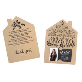 Set of Your Referrals Make My Business Bloom Real Estate Agent Mailers Greeting Cards - Real Estate With Envelopes Included - Designed for Real Estate Agents - Pack of 10 - KRAFT - M30-M001