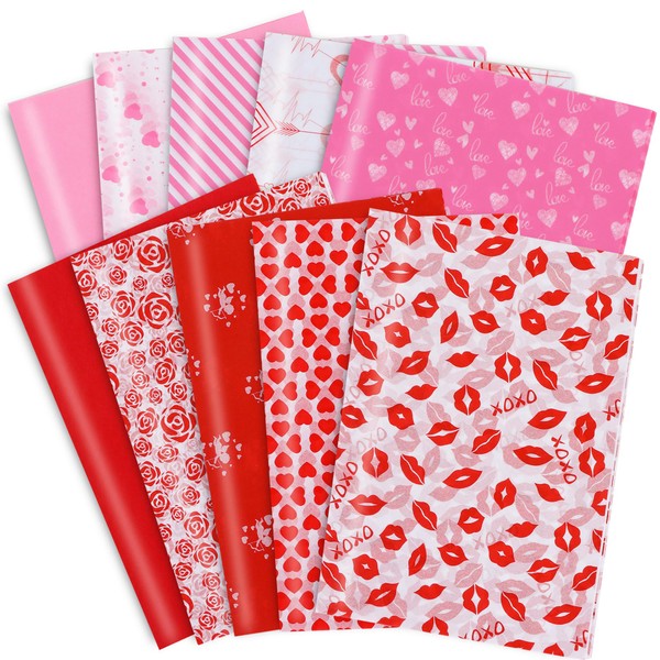 BEISHIDA 100 Sheets Valentine's Day Tissue Paper, 10 Style Red