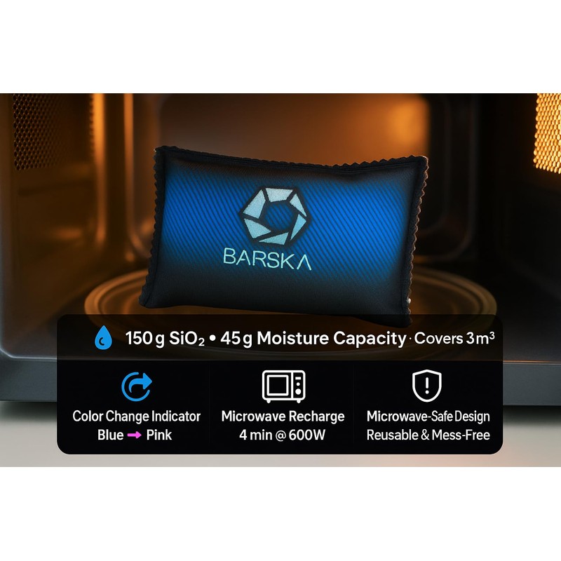 BARSKA Rechargeable Desiccant Dehumidifier - Safe Moisture Absorber for Home