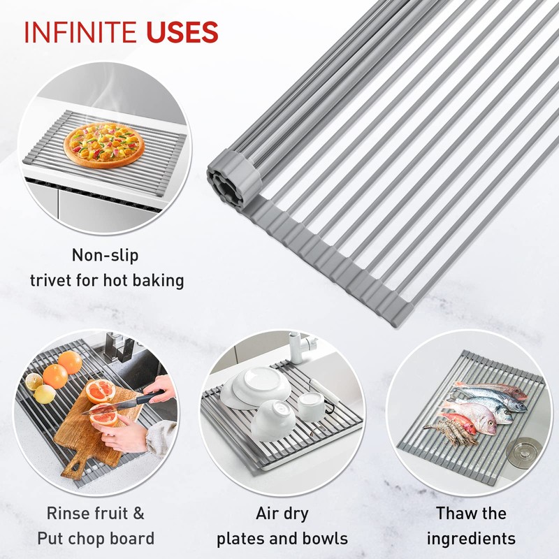 MERRYBOX Roll Up Dish Drying Rack, Over The Sink Dish