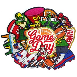 Football Embroidered Iron-on Patches Applique - TONEDIY 19PCS Iron on/Sew on Chenille Decorative Applique Patches for Girls Boys - Embroidered Patches for Trucker Hats Jackets Backpacks Clothing