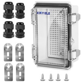 XINYIELE Waterproof Outdoor Project ABS Plastic Junction Box IP67 Weatherproof Dustproof Enclosure with Hinged Cover, Mounting Plate,Wall Brackets for Power Project (Clear,5.9"x3.9"x2.8")