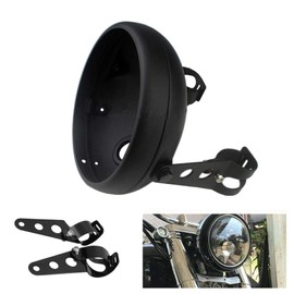 LisylineAuto 7 Inch Motorcycle Headlight Housing Bracket Headlamp Shell 7" LED Headlight Bucket Mount for Harley Suzuki Chopper Cafe Racer Bobbe Aprilia Matte Black Motorbike Headlight Bucket