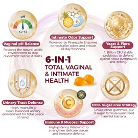 Feminine Probiotics Gummies for Odor, Flora & pH Balance – 1-Month Supply