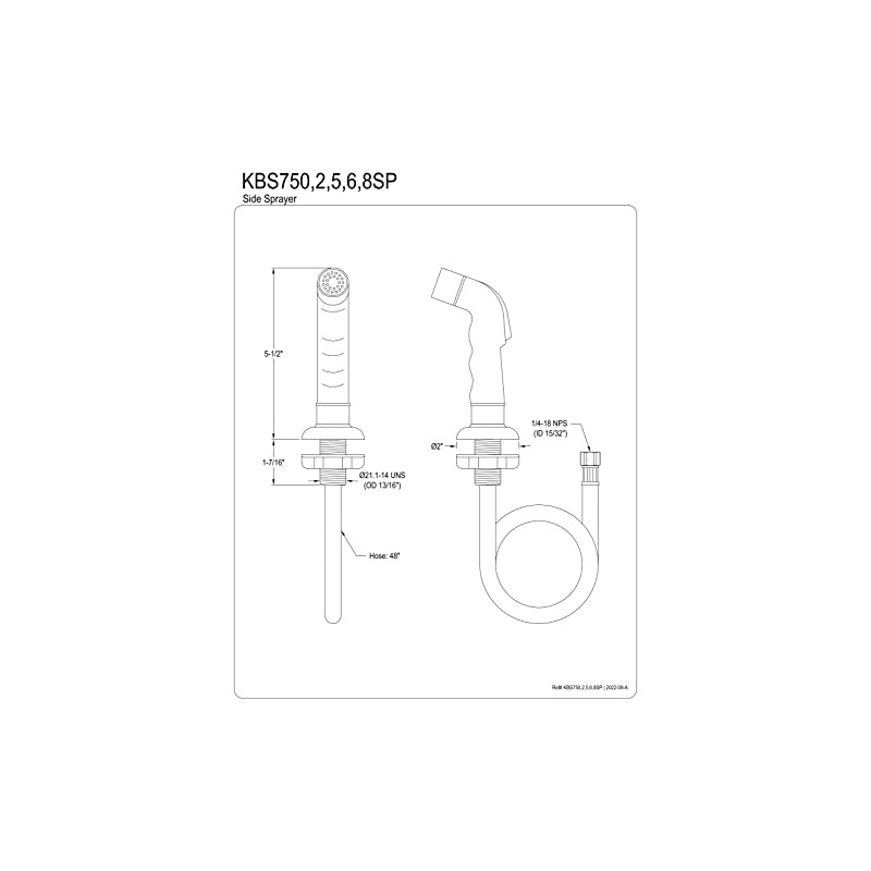 Kingston Brass Gourmetier KBS758SP Kitchen Faucet Sprayer with Hose, White