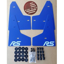 StreetRays 2016+ Ford FOCUS RS Mud Guard Flaps Set BLUE w/ Logo & Hardware Kit