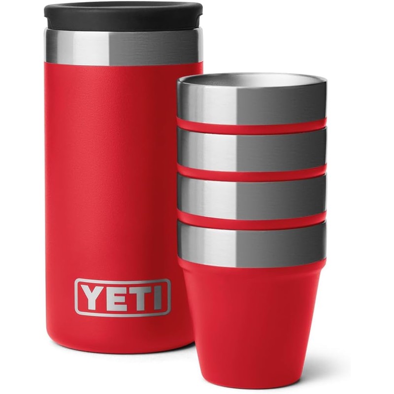YETI Rambler Shot Glasses with Carrying Case, Rescue Red
