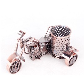 Trebisky Metal Sculpture - Retro Classic Handmade Iron Motorcycle Unique Metal Art Decor - Home décor (5.5" L,3" H, Copper Pen Cup)