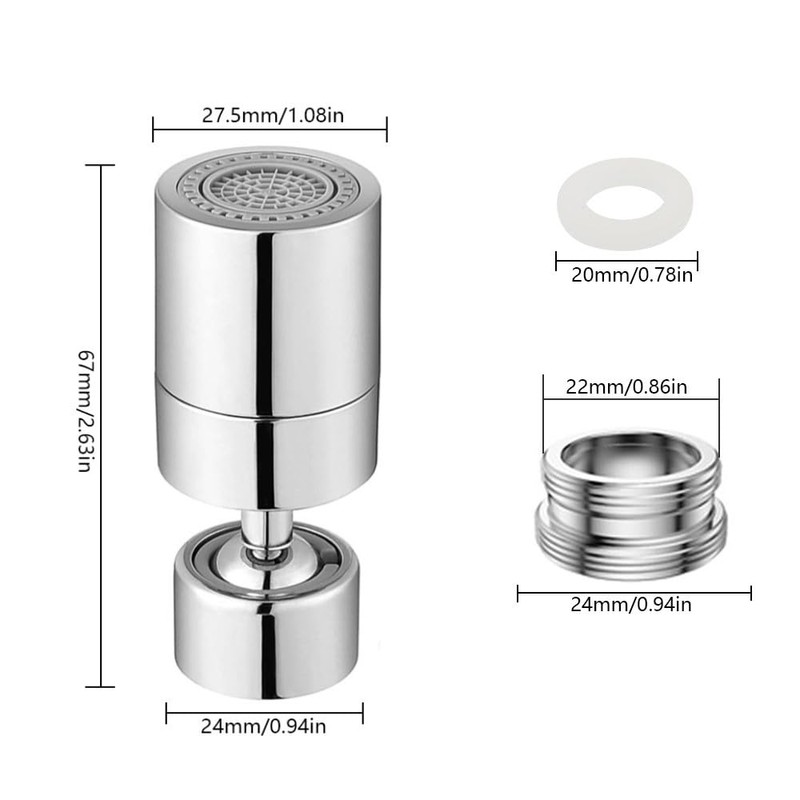 FTXanty 2 Pieces Tap Attachment Tap Aerator 360° Rotatable Tap